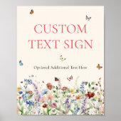 蝶とフローラ赤ちゃんシャワーのサイン ポスター (正面)