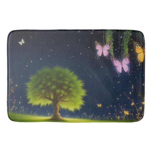蝶とホタル付きナイトウィローツリー バスマット (正面)