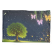 蝶とホタル付きナイトウィローツリー 枕カバー (裏面)