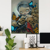 蝶とボーンズARTプリント大目の低眉 ポスター (ホームオフィス)