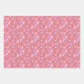 蝶とマッシュルームのルージュピンク ラッピングペーパーシート (正面3)