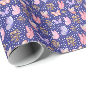 蝶とマッシュルーム王室のオンブルー ラッピングペーパー (ロールコーナー)