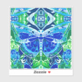 蝶とメダリオンのろうけつ染め模様（青） シール (シート)