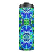 蝶とメダリオンのろうけつ染め模様（青） タンブラー (正面)