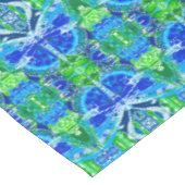 蝶とメダリオンのろうけつ染め模様（青） テーブルクロス (アングル)