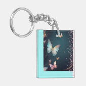 蝶とモダングリッターアクリルキーチェーン キーホルダー (正面左)