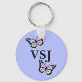 蝶とモノグラムがかわいい紫 キーホルダー (正面)