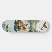 蝶とユリのパッドの上のカエル スケートボード (横)