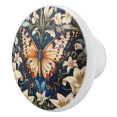 蝶とユリの植物 セラミックノブ (右)