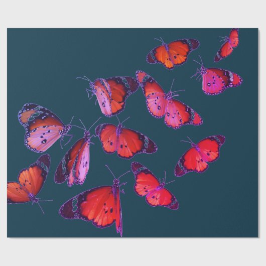 蝶とラッピング紙ブルー ラッピングペーパー (フラット)