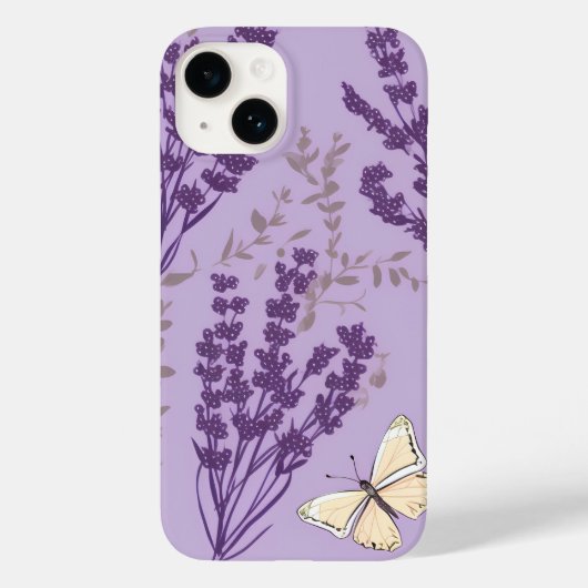 蝶とラベンダーの花 Case-Mate iPhoneケース (裏面)