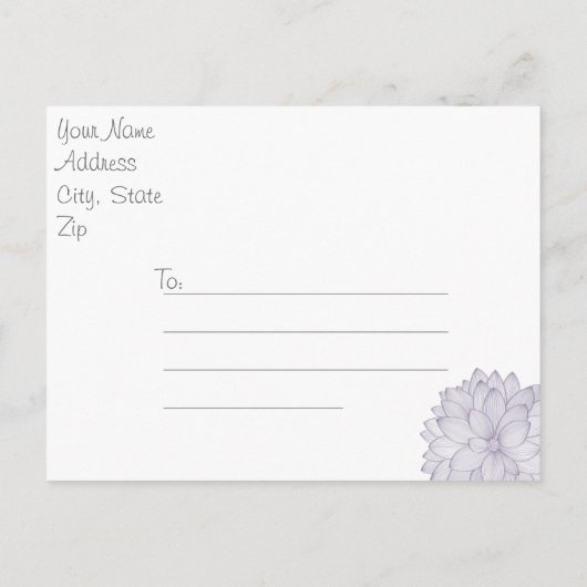 蝶とラベンダーキクの日付を保存 案内ポストカード (裏面)