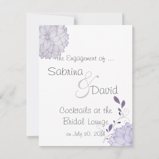 蝶とラベンダーキク婚約 案内状 (裏面)