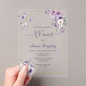 蝶とラベンダーキンセアニェラ スペインの アクリル招待状 (インサイチュ (ポータブル))