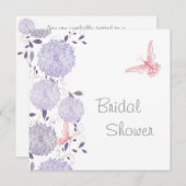 蝶とラベンダークリサンセースブライダルシャワー 招待状 (正面/裏面)