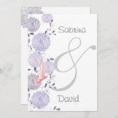 蝶とラベンダー結婚菊 招待状 (正面/裏面)