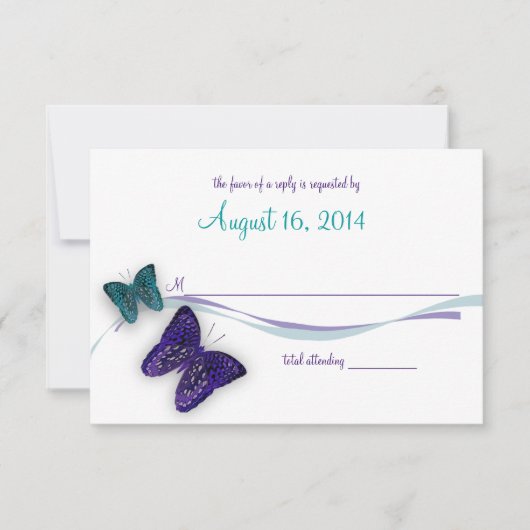 蝶とリボンの反応 出欠カード (正面)