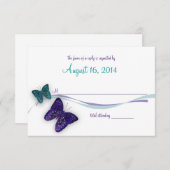 蝶とリボンの反応 出欠カード (正面/裏面)