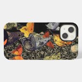 蝶とレースのデザインのブラックiPhone iPadケース iPhoneケース (裏面横)