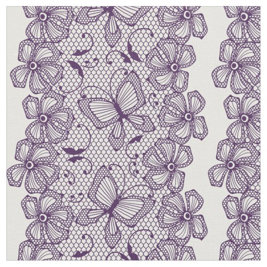 蝶とレース模様 ファブリック (クローズアップ)