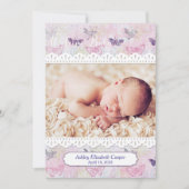 蝶とレース、ベビー写真の発表 案内状 (正面)
