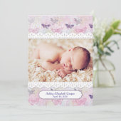 蝶とレース、ベビー写真の発表 案内状 (スタンド正面)