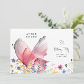 蝶とワイルドフラワースウィートバースデーパーティー 招待状 (スタンド正面)