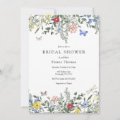 蝶とワイルドフラワーズブライダルシャワー 招待状 (正面)