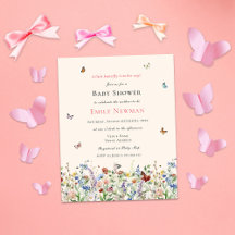 蝶とワイルドフラワーバジェットベビーシャワー