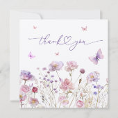 蝶とワイルドフラワーベビーシャワーサンキューカード サンキューカード (正面)
