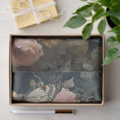 蝶とヴィンテージのドレスを着た美しい女性 薄葉紙 (ギフト)