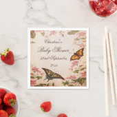 蝶とヴィンテージアーモンドブロッサムセルヴィエト スタンダードカクテルナプキン (インサイチュ)