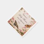 蝶とヴィンテージアーモンドブロッサムセルヴィエト スタンダードカクテルナプキン (角)