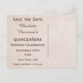 蝶とヴィンテージアーモンドブロッサム日付を保存 案内ポストカード (裏面)