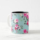 蝶とヴィンテージバラ母の日のギフトマグ コーヒーマグカップ (正面左)