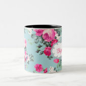 蝶とヴィンテージバラ母の日のギフトマグ コーヒーマグカップ (中央)