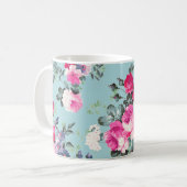 蝶とヴィンテージバラ母の日の贈り物 コーヒーマグカップ (正面左)