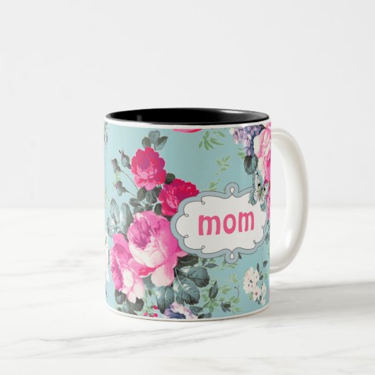蝶とヴィンテージバラ母の日の贈り物 マグカップ (正面右)