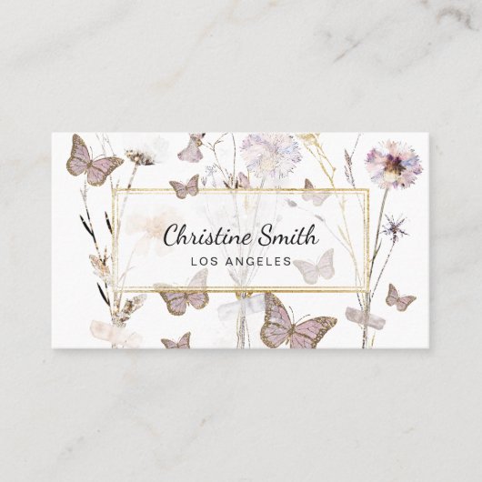 蝶と乾燥した花 名刺 (正面)