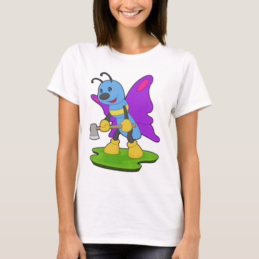 蝶と伐採用斧の森 Tシャツ (正面)