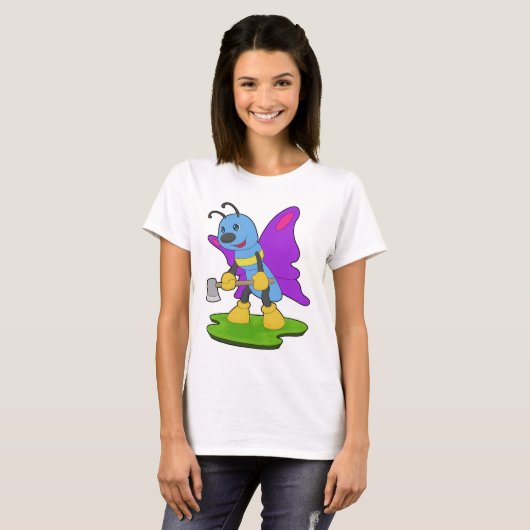 蝶と伐採用斧の森 Tシャツ (正面フル)