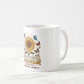 蝶と共に華やかに咲く夏のひまわり コーヒーマグカップ (正面右)