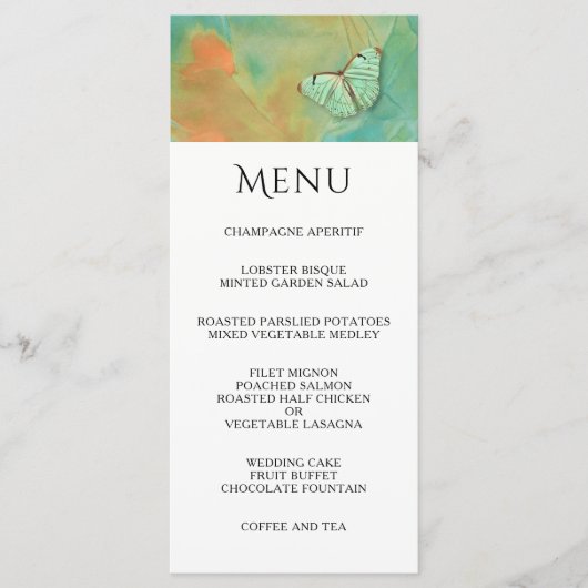 蝶と南西の色結婚のメニュー メニュー (正面)