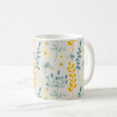 蝶と可愛い花柄 コーヒーマグカップ (正面右)