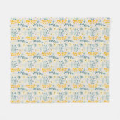 蝶と可愛い花柄 フリースブランケット (正面(横))