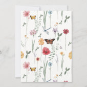 蝶と咲く野花の赤ちゃんシャワー 招待状 (裏面)