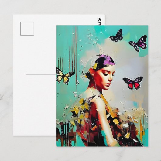 蝶と女 ポストカード (正面/裏面)