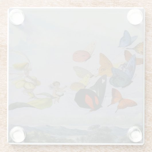 蝶と妖精の女王蝶の妖精 ガラスコースター (裏面)