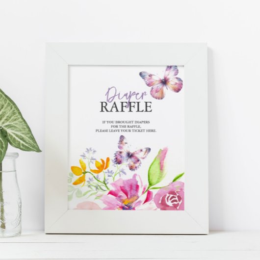 蝶と子守歌おむつラッフルベビーシャワー ポスター