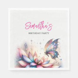 蝶と子守歌ベビーシャワー水色 スタンダードランチョンナプキン